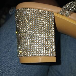 Sparkling Rhinestone Block Heel Sandals